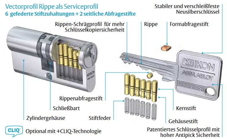 schematischer Aufbau des Schließzylinders